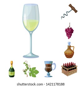 Vector illustration of grape and winery symbol. Set of grape and manufacturing stock vector illustration.