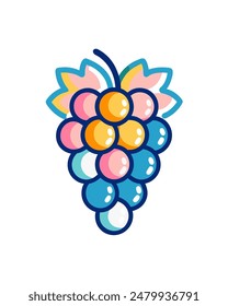 Icono de diseño de Ilustración vectorial de uvas, logotipo vintage retro