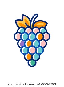 Icono de diseño de Ilustración vectorial de uvas, logotipo vintage retro