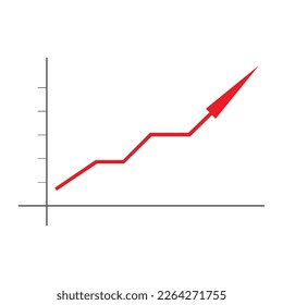 Vektorgrafik eines Pfeilgrafs mit schrittweisem Aufstieg.
