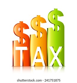 Vector illustration of graph displaying rising tax rate