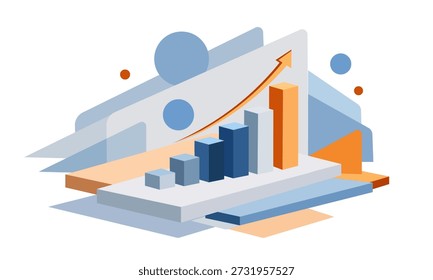 vector illustration of a graph,  Growth Strategy Editorial Abstract Illustration