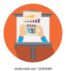 vector illustration graph hand  on white background