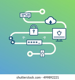 Vector illustration Graph with icons infographics concept layout or template