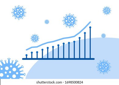 Vector illustration graph of increasing number of corona virus patients. Flat design.