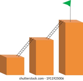 Vector illustration of graph with ladders, flags