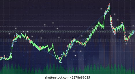 vector illustration graph of puppet play Detailed bar graphs showing the ups and downs of robots and bitcoins for publications, teaching materials.
