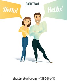 vector illustration graphic abstract man and woman. Creative good team. illustration of business partners, character teamwork