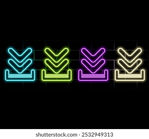Vector illustration graphic of arrow download isolated icon. Flat design concept. Perfect for icon, poster, banner, web, label, sign, symbol, card, template, app. neon style..green.
