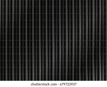 vector Illustration and graphic background, abstract white and gray color geometric texture, dark gray and black gradient straight lines plastic or curly grid matt metal or overlap tile background