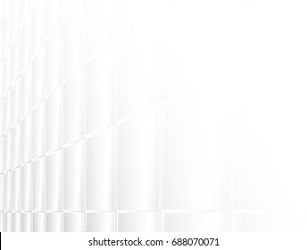 vector Illustration and graphic background,abstract white and gray geometric texture, clean soft gray color gradient grid squares lines and shiny groove of tiles perspective, convex and gentle surface