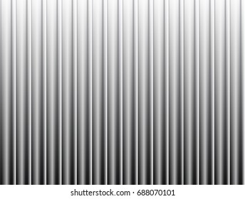 vector Illustration and graphic background,abstract white and gray geometric texture, soft and dark gray color gradient shiny or matt curly of curtain fabric  stripe lines vertical 3d surface scene