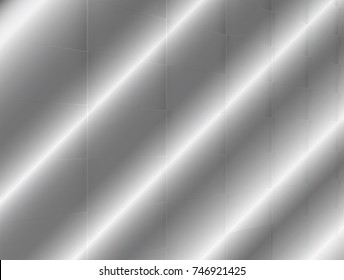 vector Illustration and graphic background,abstract white and grey geometric texture grey gradient oblique groove shiny smooth curly convex surface metal or plastic of tile wall perspective background