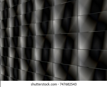vector Illustration graphic background,abstract white and grey geometric texture,soft and dark grey gradient groove shiny convex surface metal,zinc,plastic 3d tile and wall grid line perspective glass