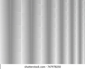 vector Illustration graphic background,abstract white and grey geometric texture,soft grey gradient groove matt convex curly surface metal,fabric,plastic 3d of tile and wall grid line perspective wall