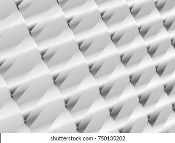 vector Illustration graphic background,abstract white and grey geometric texture,clean soft grey gradient bright groove shiny overlap convex curly surface metal,zinc,plastic 3d tile ornate perspective