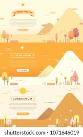 vector illustration graphic. banner of summer season. Hot, orange, nature, season, forest.
