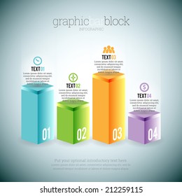 Vector illustration of graphic bar block infographic elements.