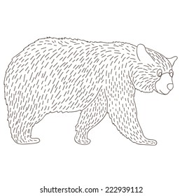 Vector illustration with graphic bear in black and white colors