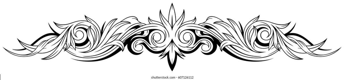 A vector illustration of graphic black and white abstract tattoo floral pattern design