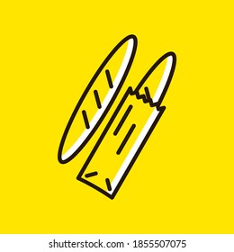 Vector illustration graphic of bread isolated on yellow background. Good for restaurant or bakery brochure