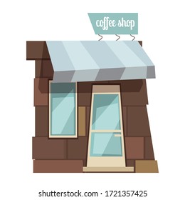 vector illustration graphic cartoon of coffe shop building flat