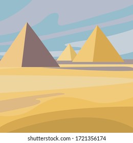 Vektorgrafik-Cartoon auf Pyramidenhintergrund