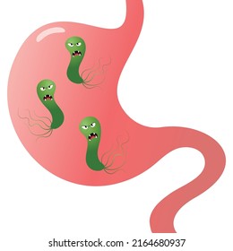 Vector Illustration Graphic of Cartoon Helicobacter Pylori