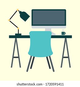 vector illustration graphic cartoon icon of office table equipment