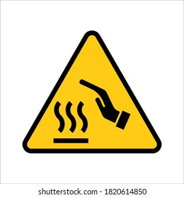Vector and illustration graphic Caution do not touch hot surface symbol,Yellow triangle Warning Dangerous icon on white background