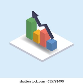 Vector illustration. Graphic chart of isometric flat icon. Business concept