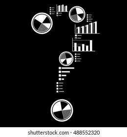 Vector illustration of graphic charts forming a question mark