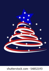 Vector illustration of a graphic christmas tree with american flag colors