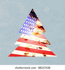 Vector illustration of a graphic christmas tree with american flag colors