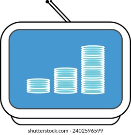 Ilustración vectorial Moneda gráfica. Icono TV con moneda gráfica. Fondo del conjunto de iconos editable. Ilustración de conjunto de iconos 