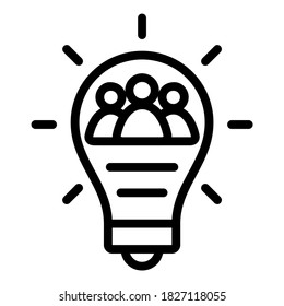 Ilustración vectorial concepto gráfico de innovación con bombilla y persona. Icono de línea bueno para negocios, tecnología