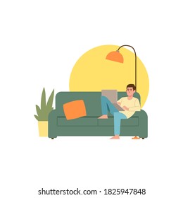 Vector illustration graphic of creative employee character work at home. Vector illustration good for freelancer or remote worker design