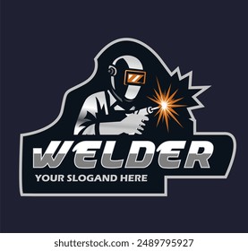 vector illustration graphic of custom fabrication work welding company logo design template