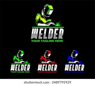 vector illustration graphic of custom fabrication work welding company logo design template