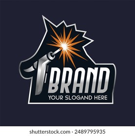 vector illustration graphic of custom fabrication work welding company logo design template