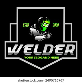 vector illustration graphic of custom fabrication work welding company logo design template