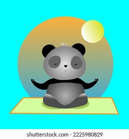 Vector illustration graphic of cute panda meditating