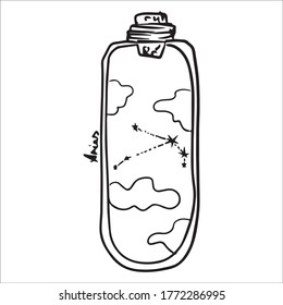 ilustración vectorial del diseño gráfico de una botella, icono, dibujo artístico tatuaje, elemento, dibujo a mano, uso en impresión