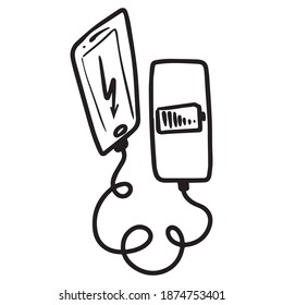 vector illustration graphic design charging to the phone, icon, art tattoo sketch, logo, hand draw, use in print