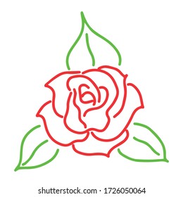 ilustración vectorial del diseño gráfico de rosas coloreadas, icono, logotipo, boceto artístico, broche, uso en impresión, dibujar con mano