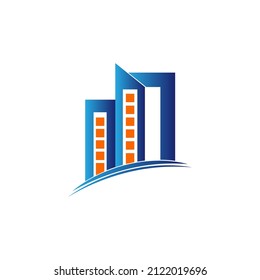 vector illustration of a graphic design for a construction logo where the logo contains a building symbol.