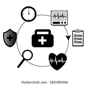 Ilustración vectorial del diseño gráfico. Información de análisis de doctores
