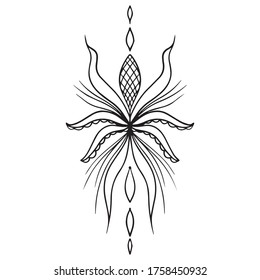 Ilustración vectorial del diseño gráfico de patrones de flores, icono, esbozo de dibujo artístico, moda, dibujo a mano, uso en la impresión