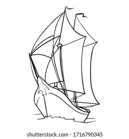 vector illustration of graphic design for guards, art tattoo sketch, sail on vacation, use in print, draw with hand, travel symbol, sign