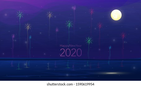 vector illustration graphic design happy new year 2020 for cover design, background.